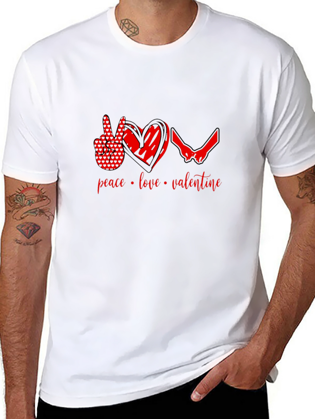 Peace Love Valentine T-Shirt - Black