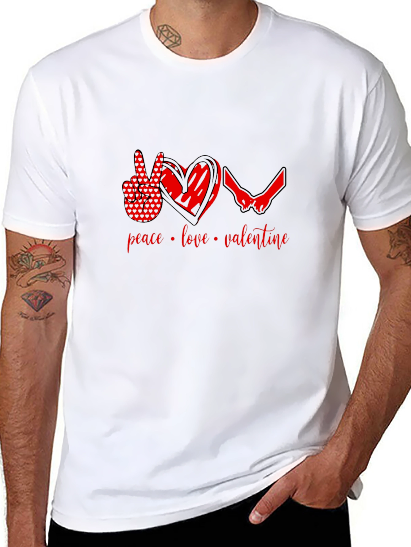 Peace Love Valentine T-Shirt - Black