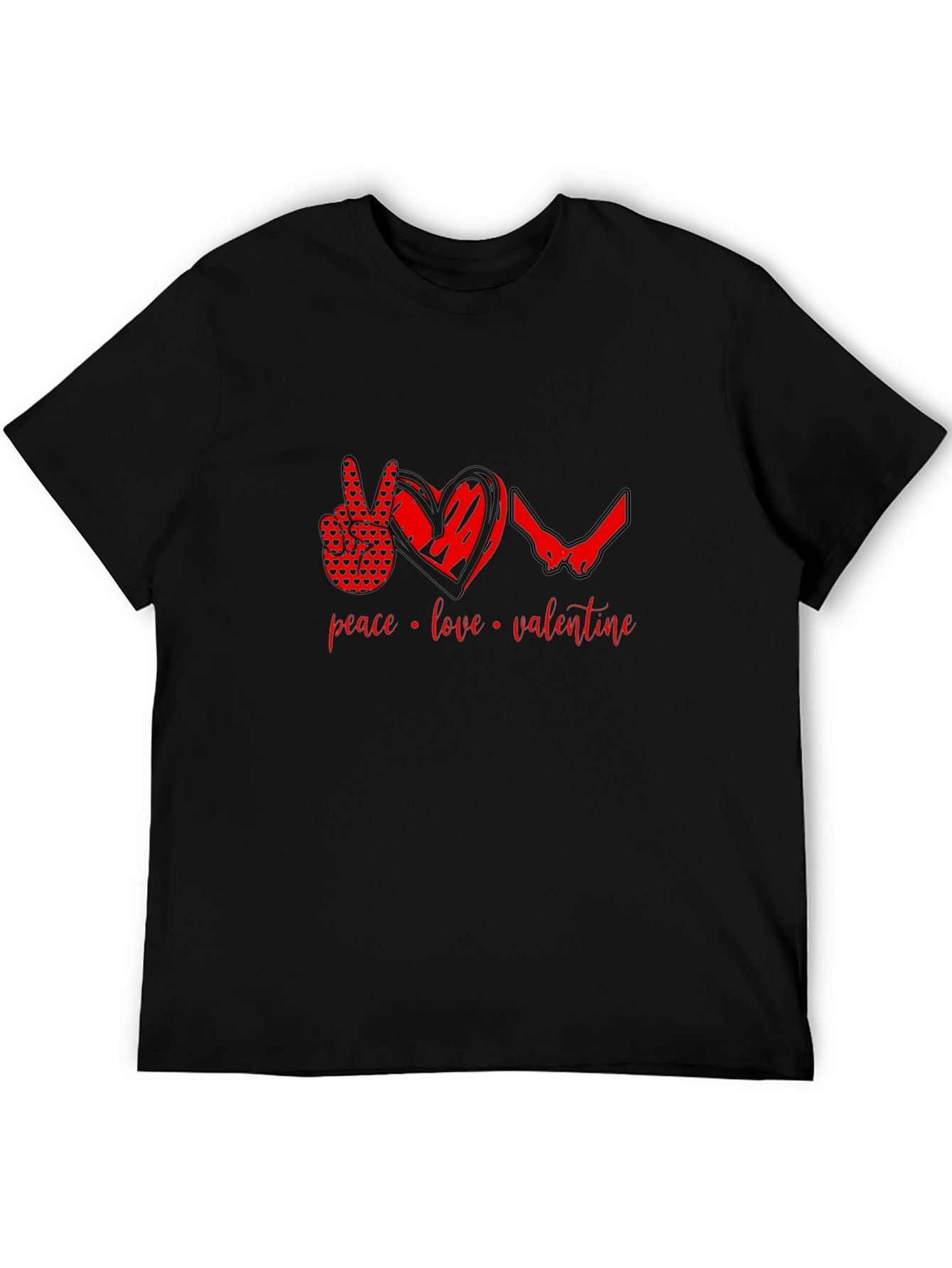 Peace Love Valentine T-Shirt - Black