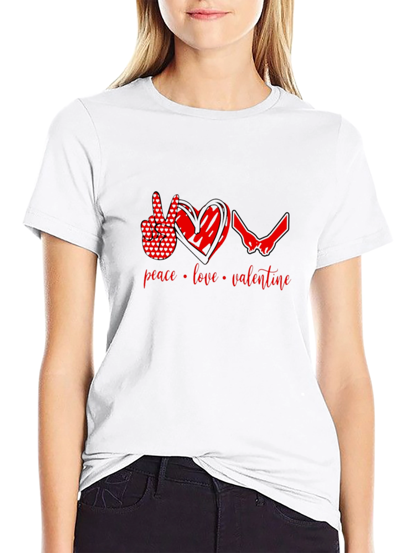 Peace Love Valentine T-Shirt - Black
