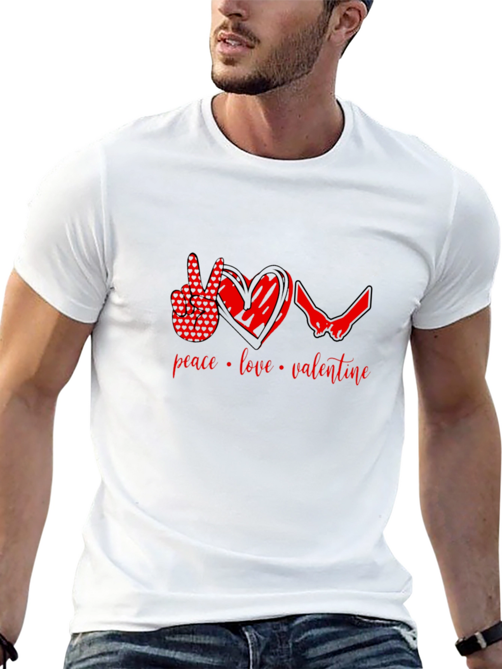 Peace Love Valentine T-Shirt - Black