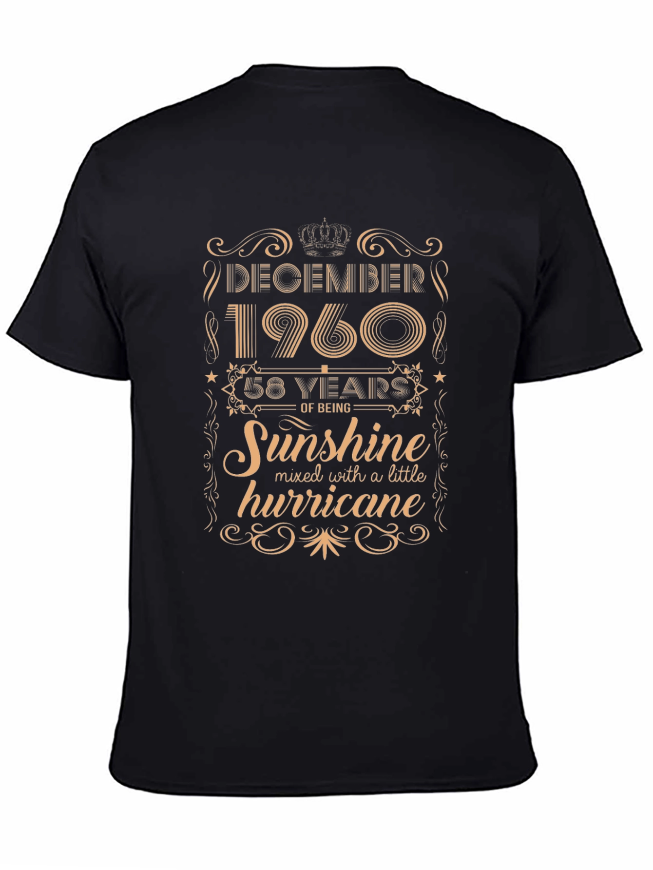 December 1960 Birthday T-Shirt - 58 Years of Sunshine & Hurricane