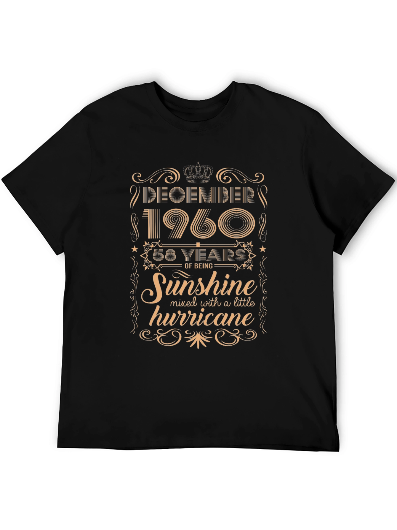 December 1960 Birthday T-Shirt - 58 Years of Sunshine & Hurricane