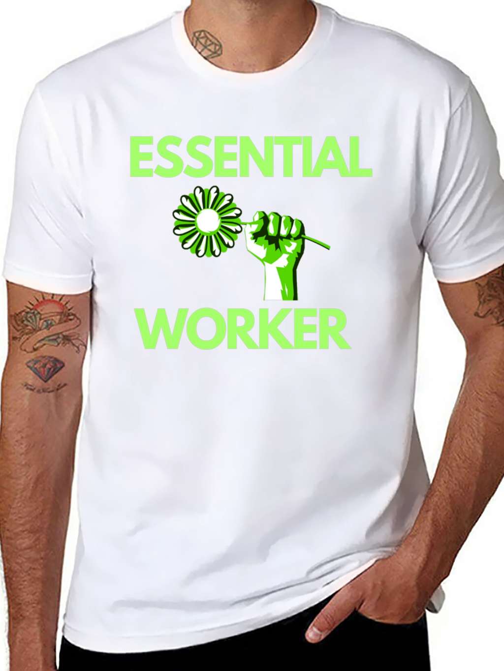 Essential Worker Graphic Tee - Black Cotton Blend