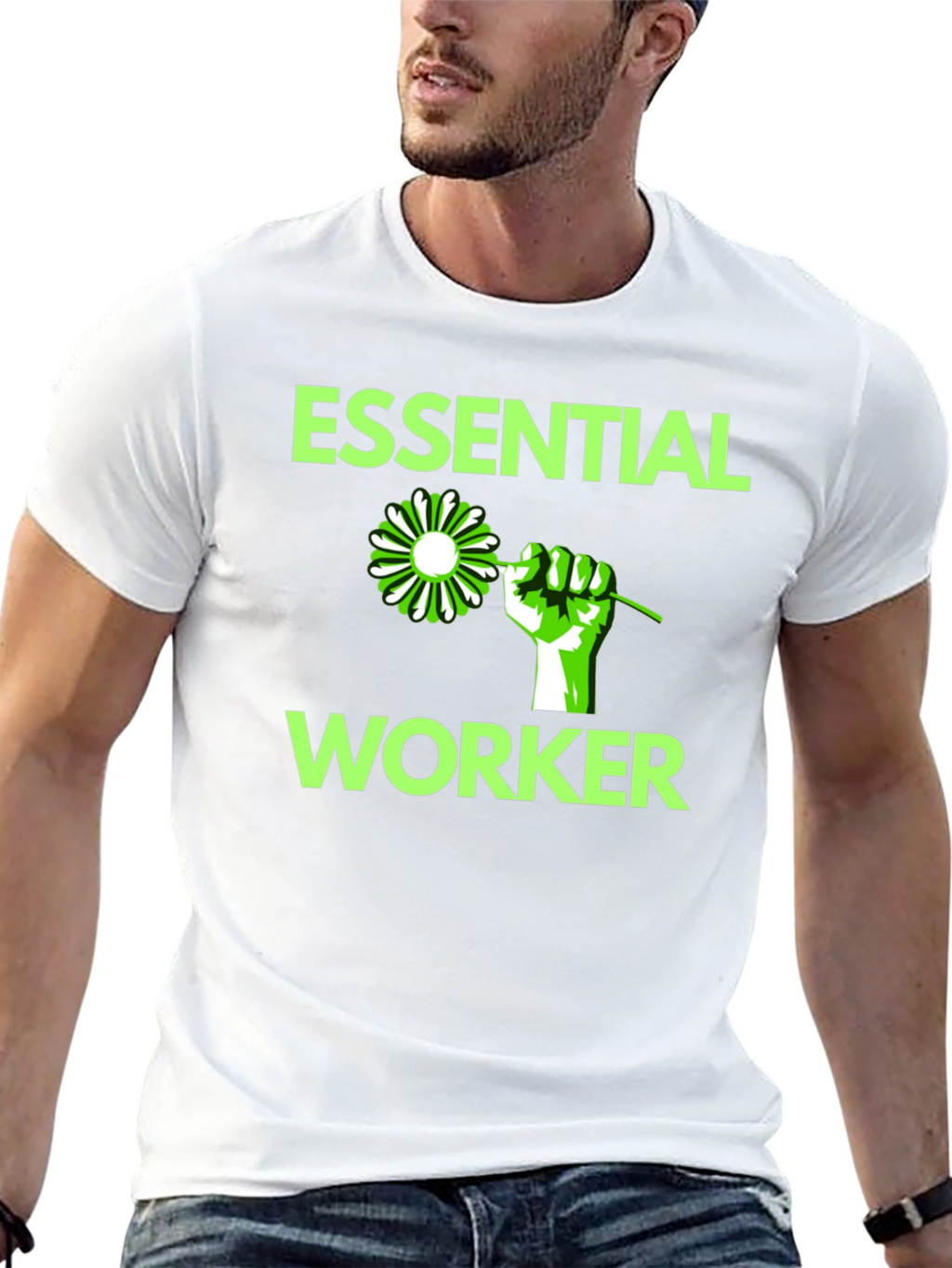 Essential Worker Graphic Tee - Black Cotton Blend