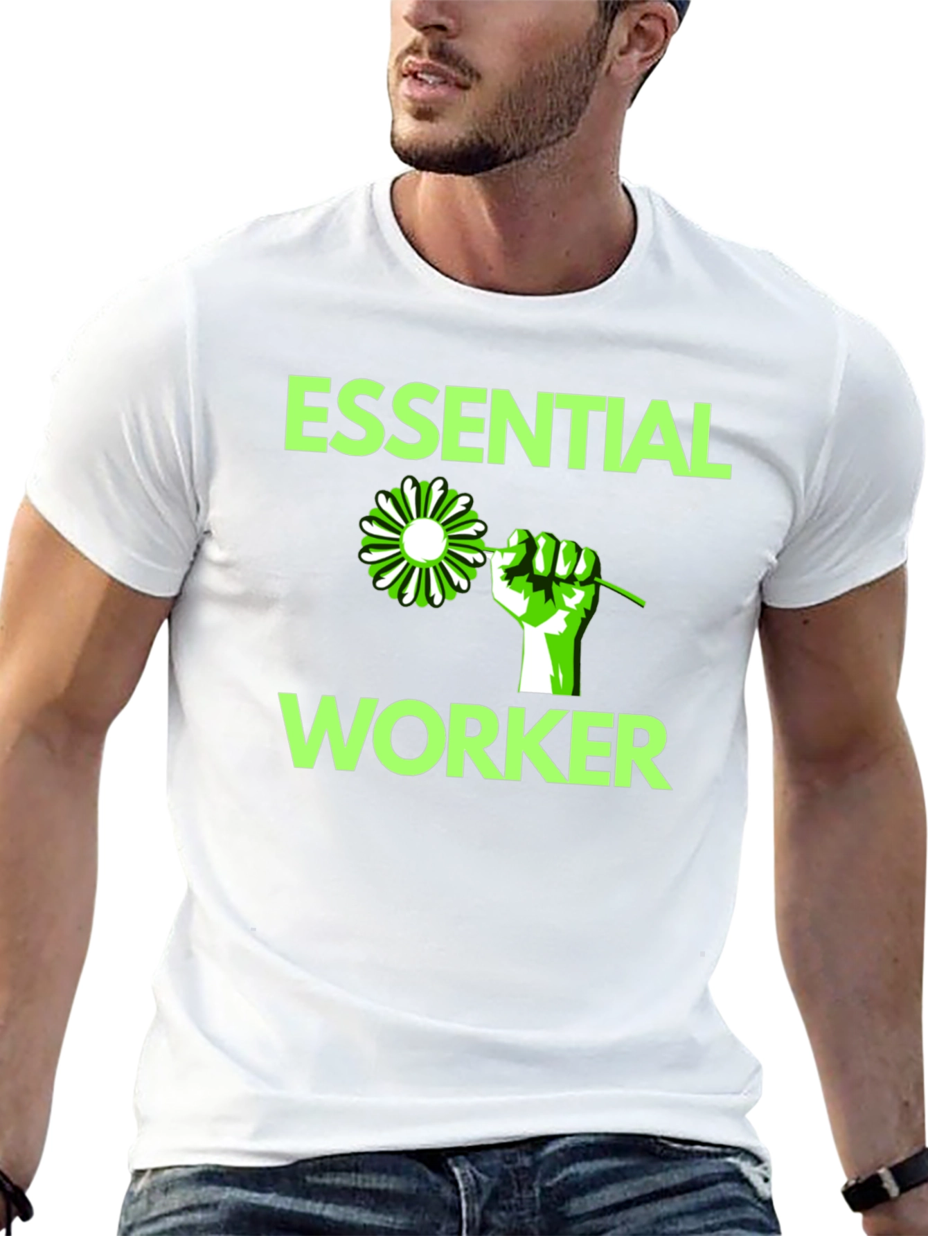 Essential Worker Graphic Tee - Black Cotton Blend