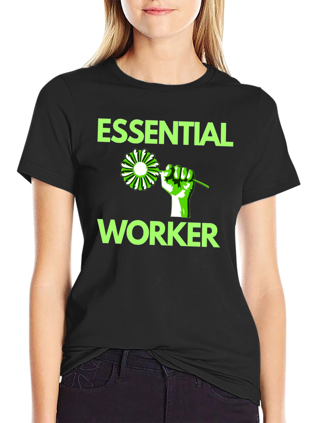Essential Worker Graphic Tee - Black Cotton Blend