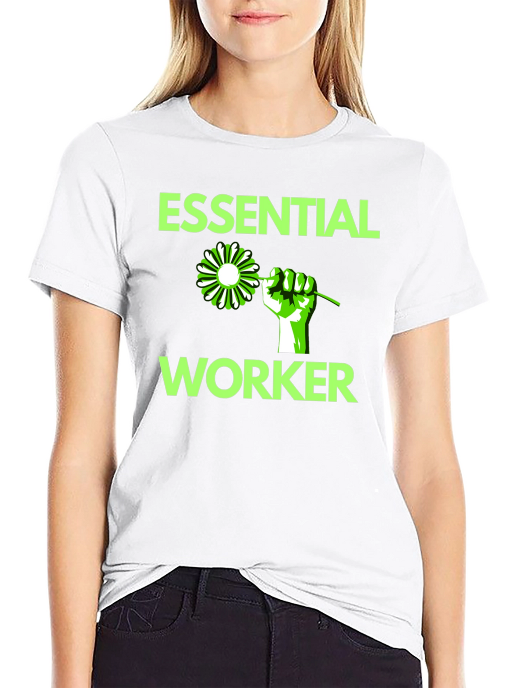 Essential Worker Graphic Tee - Black Cotton Blend