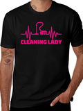 Cleaning Lady Heartbeat Graphic Tee - Black