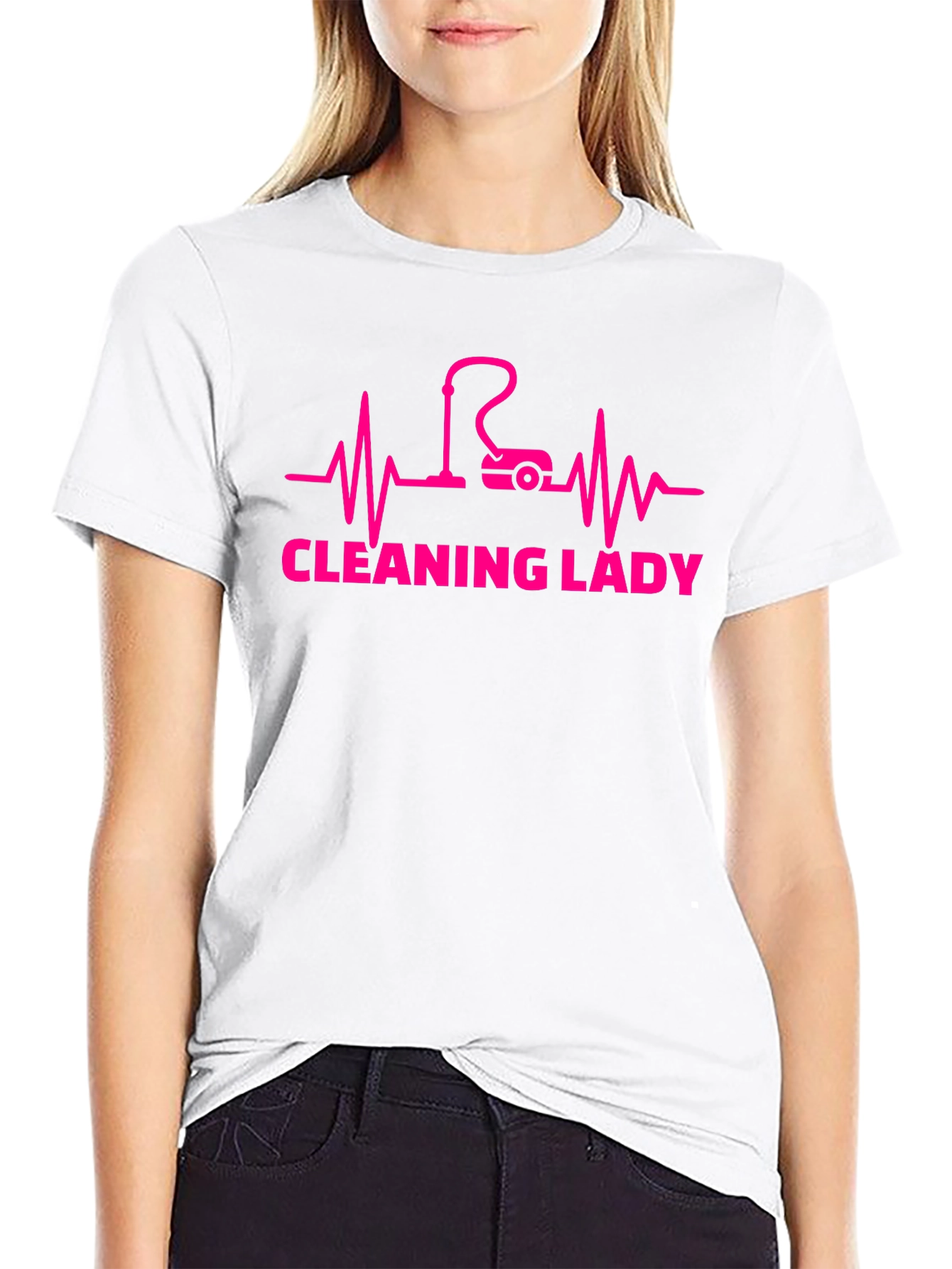 Cleaning Lady Heartbeat Graphic Tee - Black