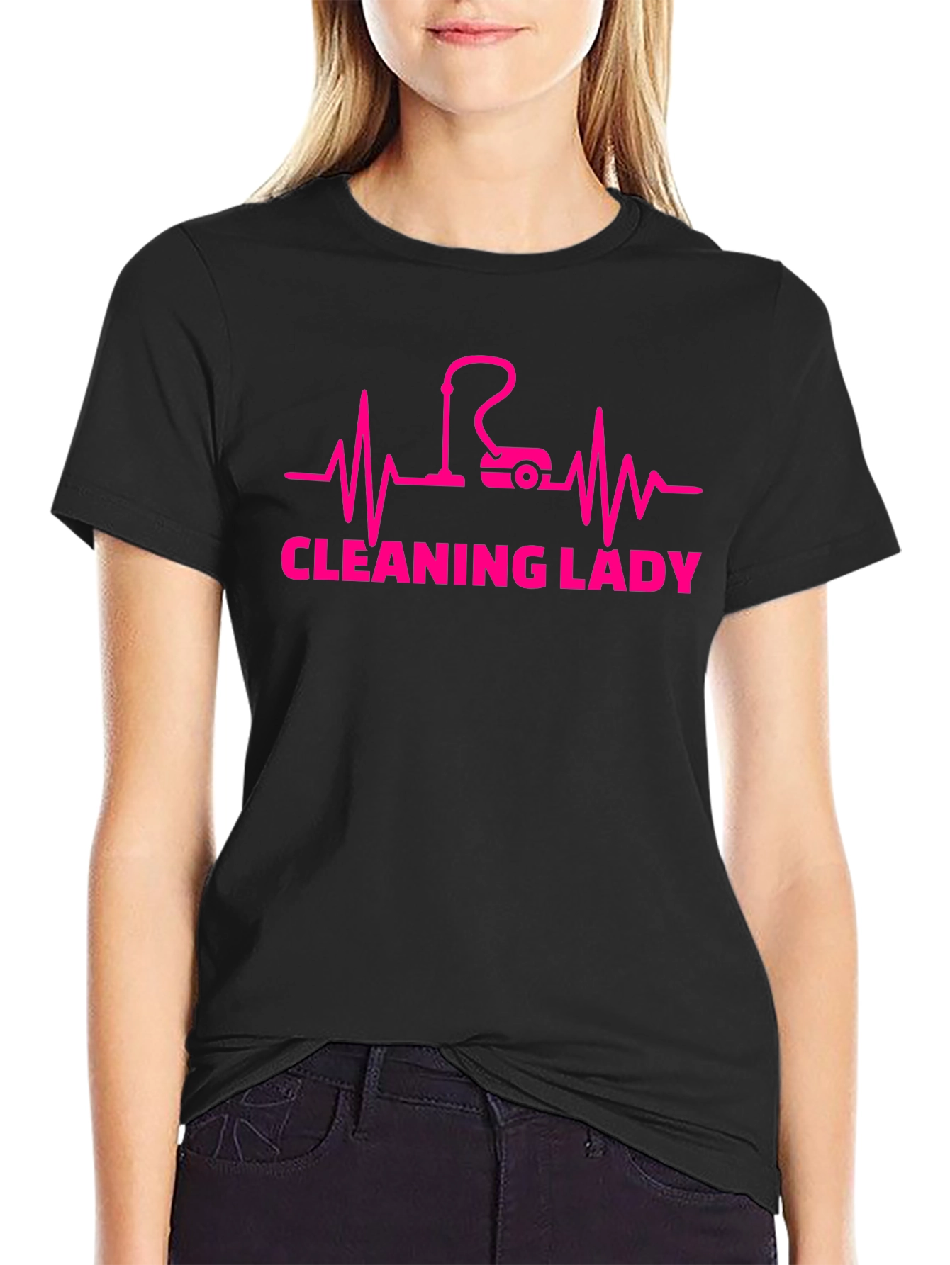 Cleaning Lady Heartbeat Graphic Tee - Black