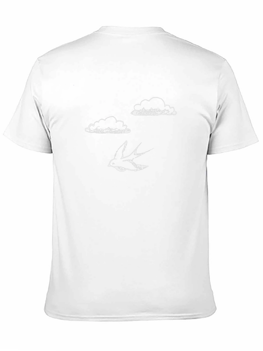 Black T-Shirt with Bird & Cloud Design