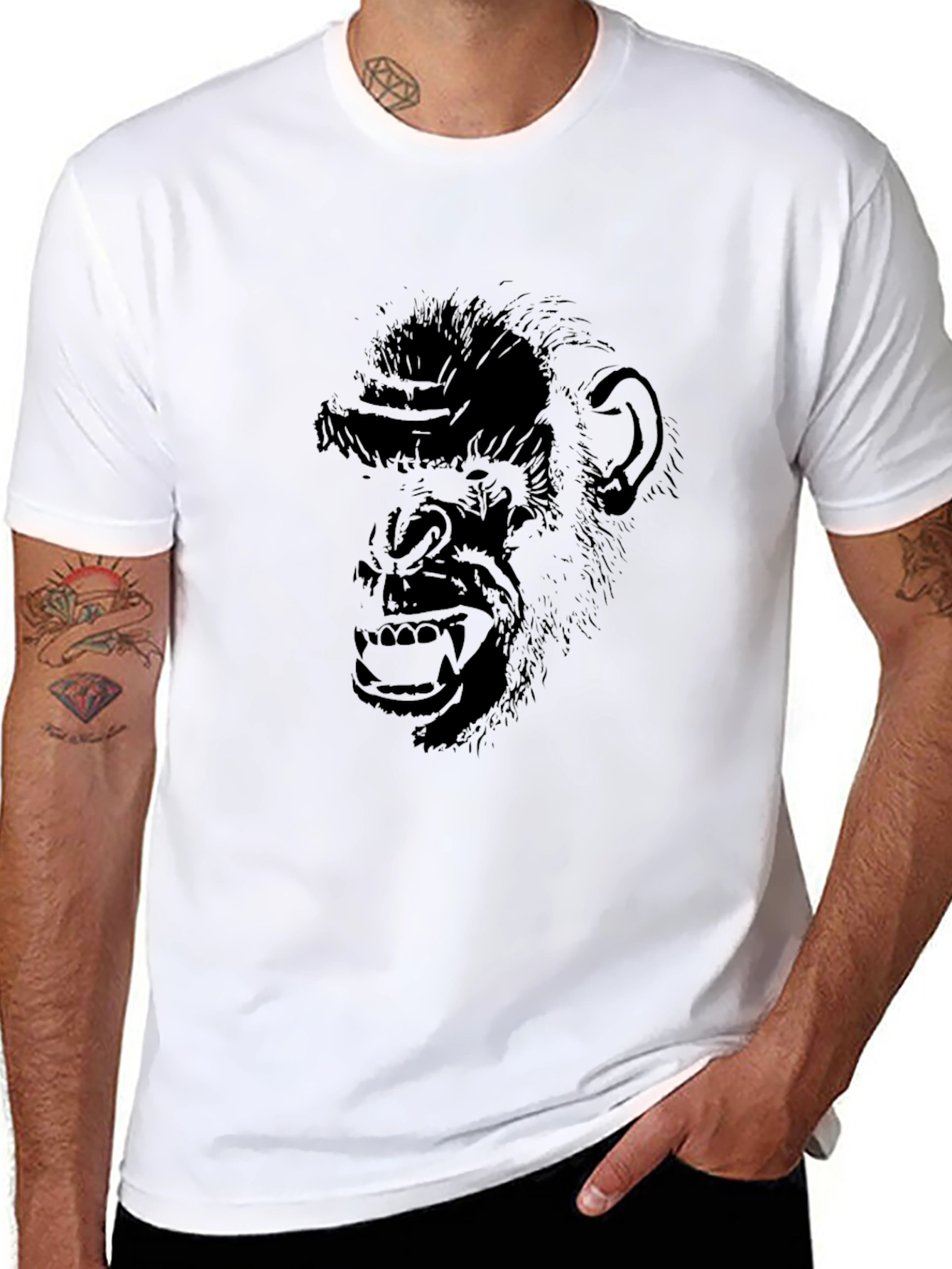 Chimpanzee Graphic Tee - Black