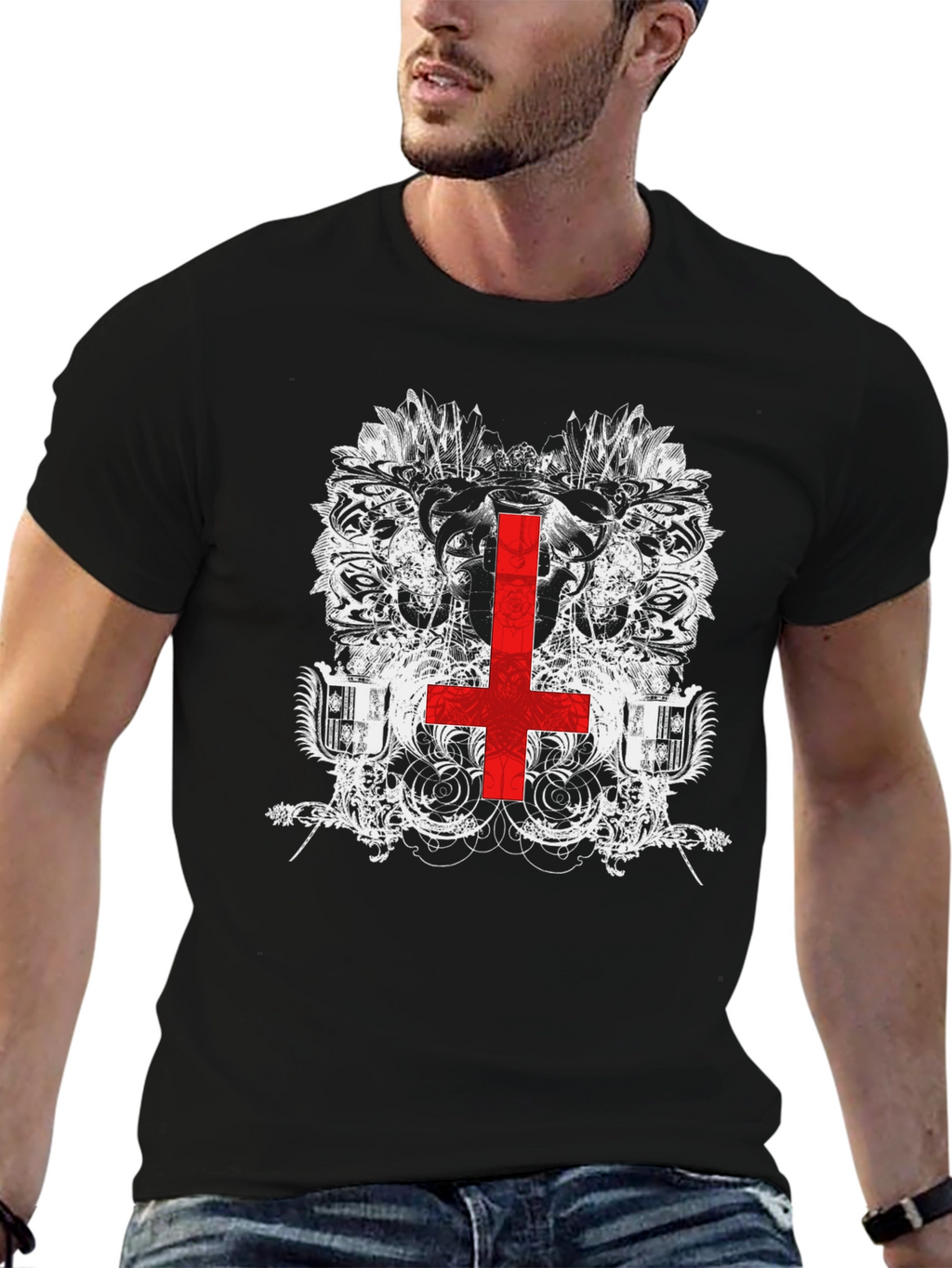 Inverted Cross Graphic Tee - Black