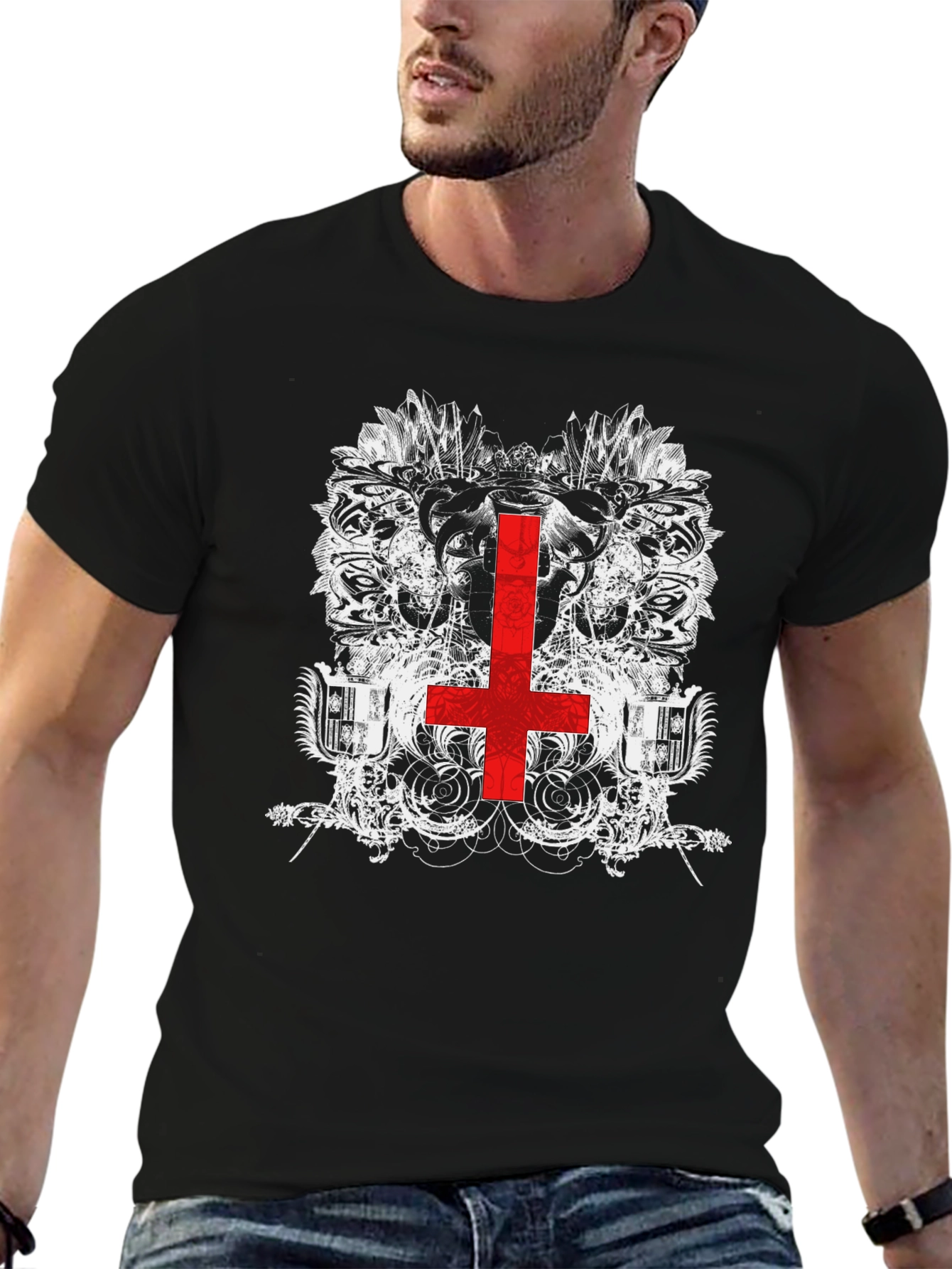 Inverted Cross Graphic Tee - Black