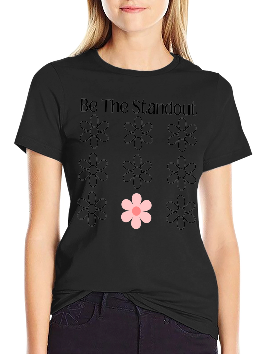 Be The Standout Flower Graphic Tee - Black