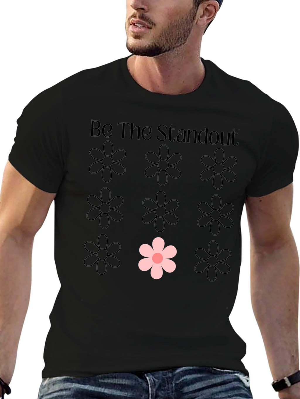 Be The Standout Flower Graphic Tee - Black