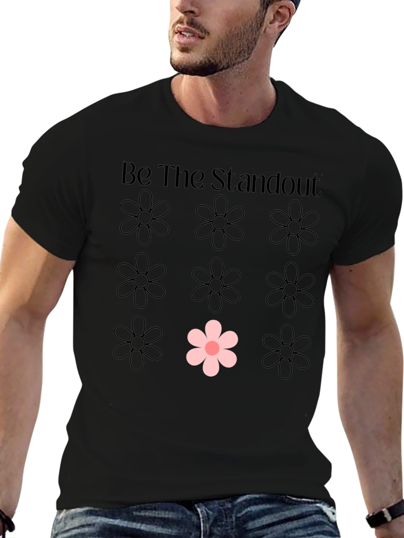Be The Standout Flower Graphic Tee - Black