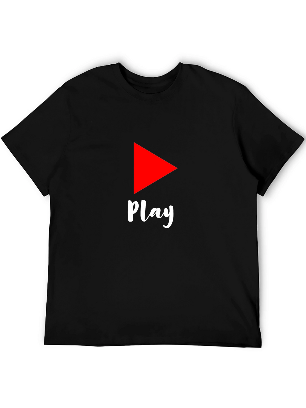 Play Button Graphic Tee - Black Cotton T-Shirt