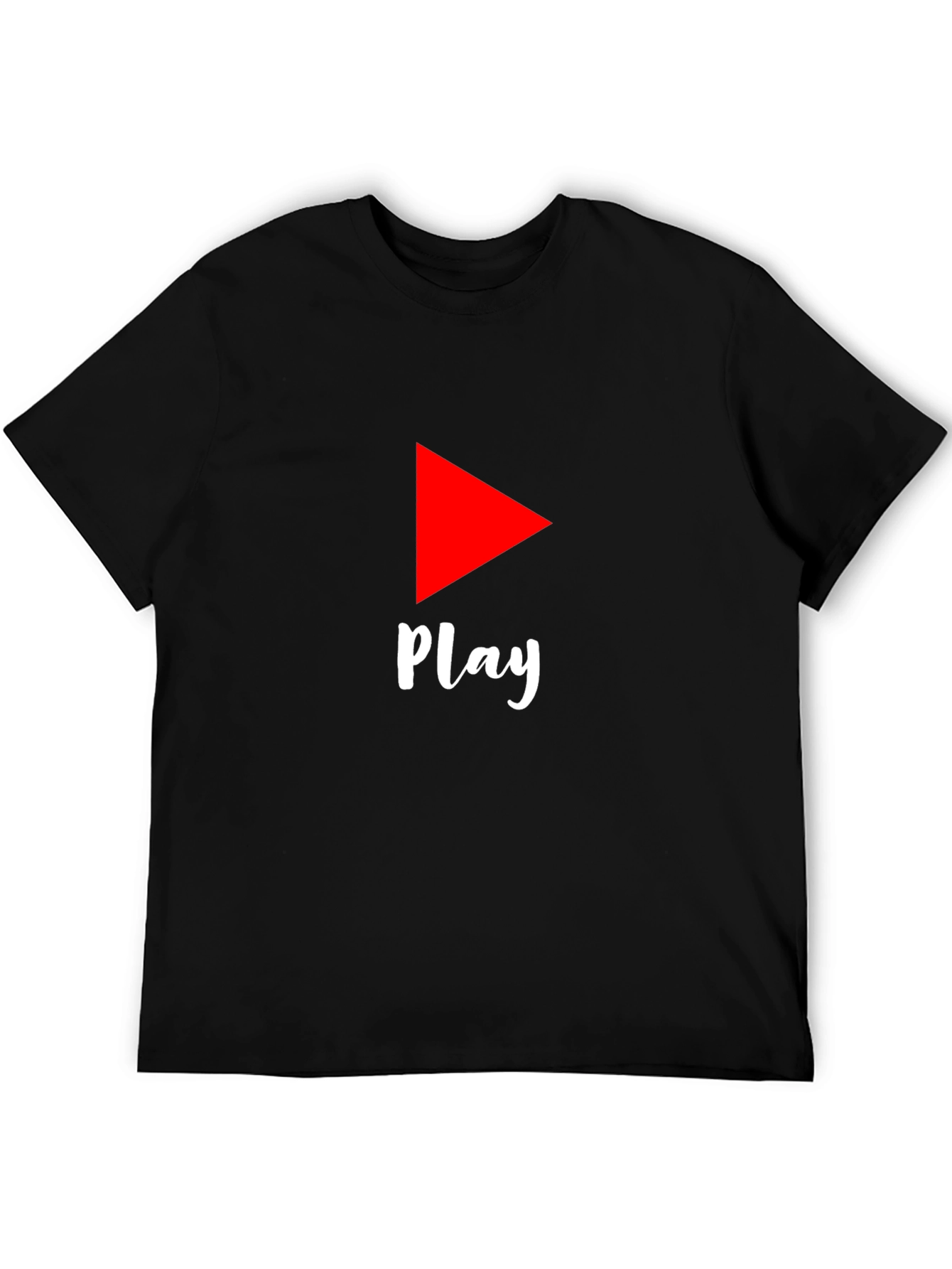 Play Button Graphic Tee - Black Cotton T-Shirt