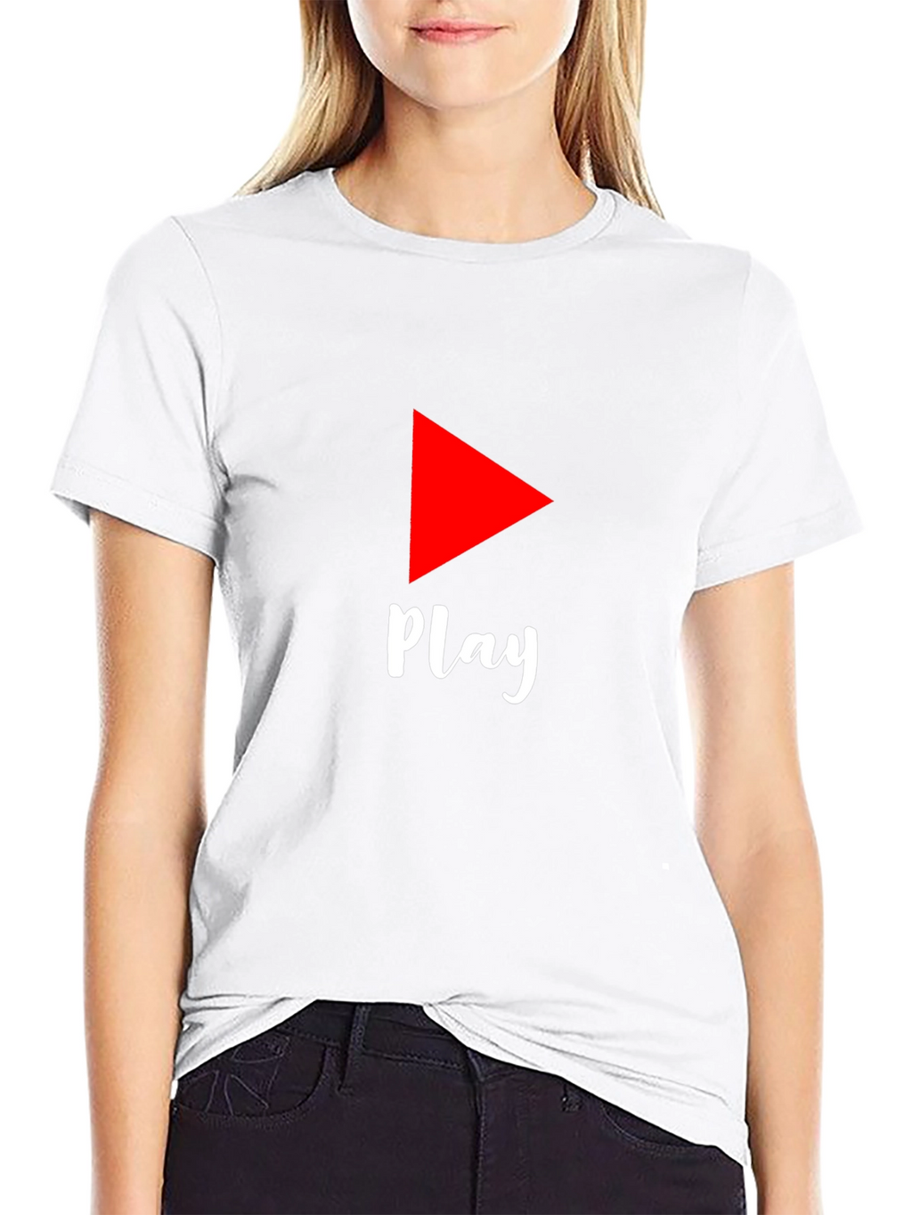 Play Button Graphic Tee - Black Cotton T-Shirt
