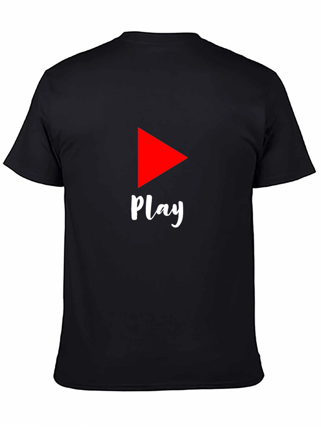 Play Button Graphic Tee - Black Cotton T-Shirt