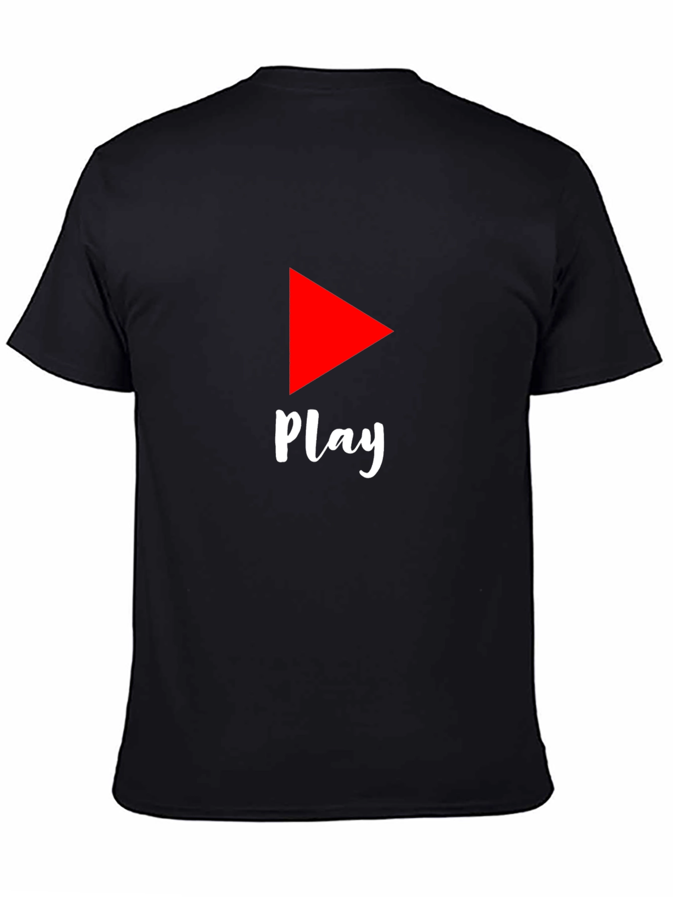 Play Button Graphic Tee - Black Cotton T-Shirt