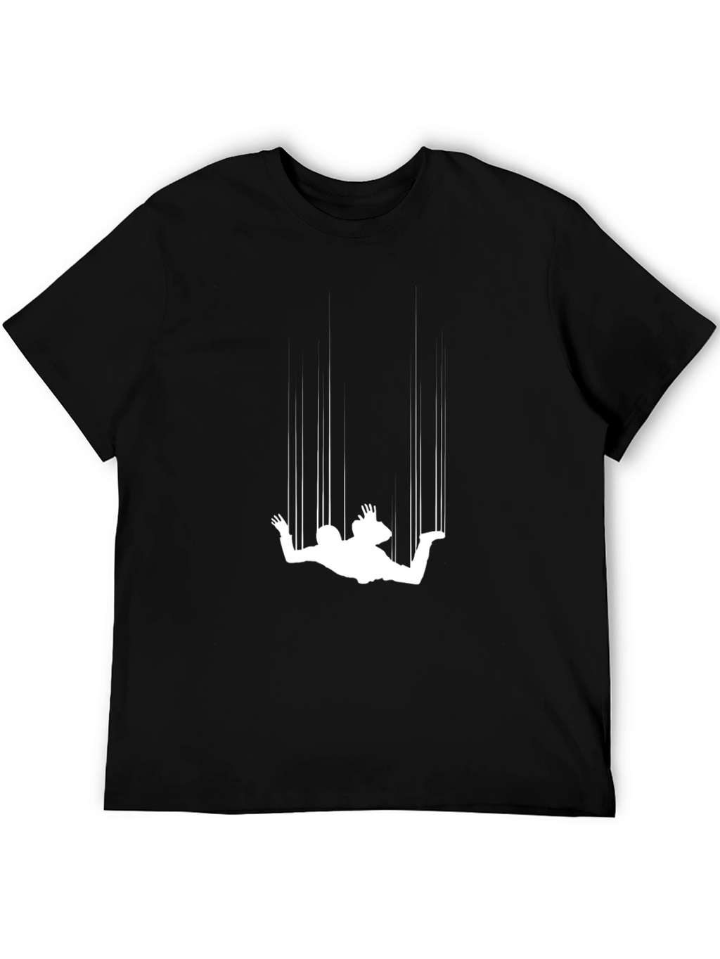 Falling Man Graphic Tee - Black Crew Neck T-Shirt