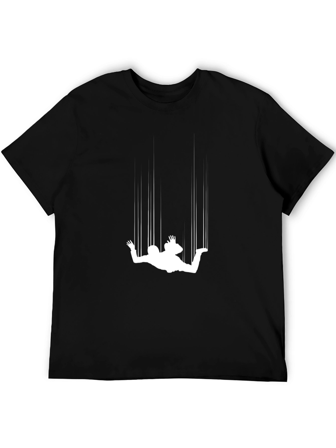 Falling Man Graphic Tee - Black Crew Neck T-Shirt