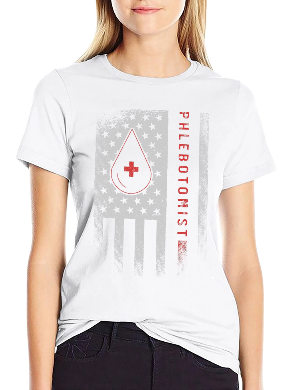 Phlebotomist American Flag Graphic T-Shirt