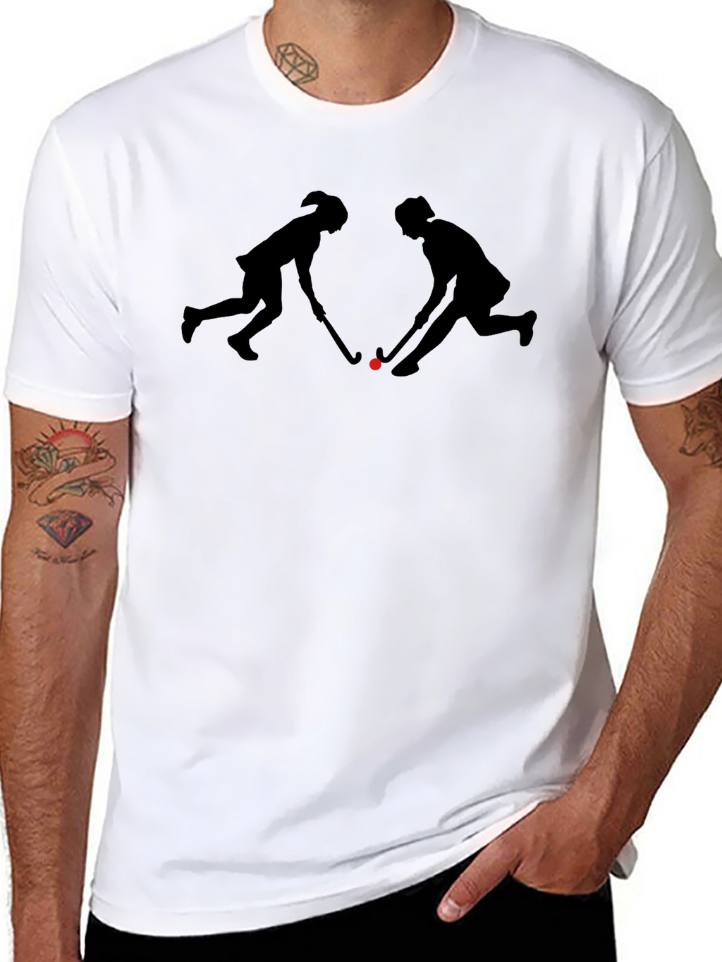 Hockey Players Silhouette Graphic T-Shirt