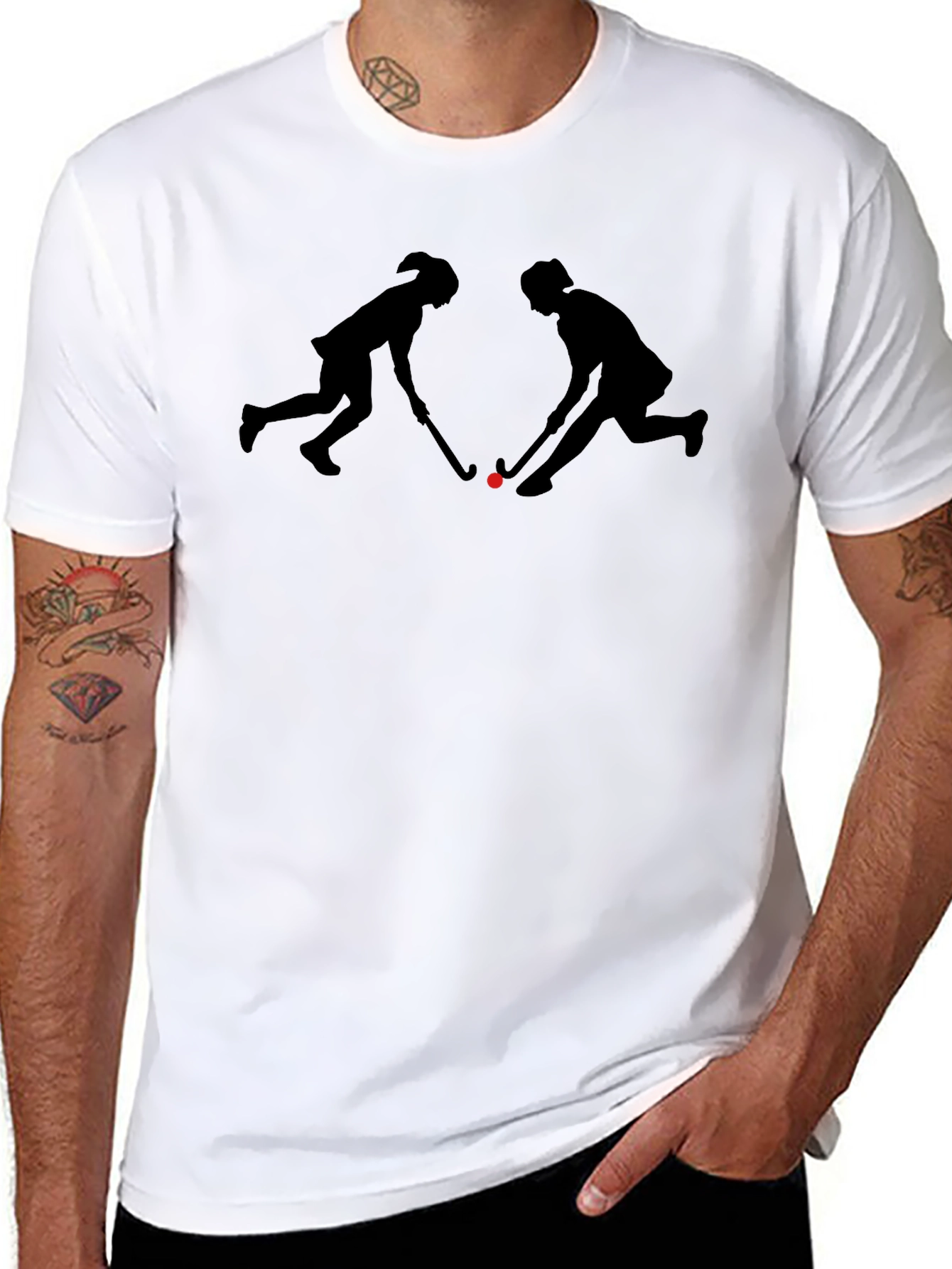 Hockey Players Silhouette Graphic T-Shirt