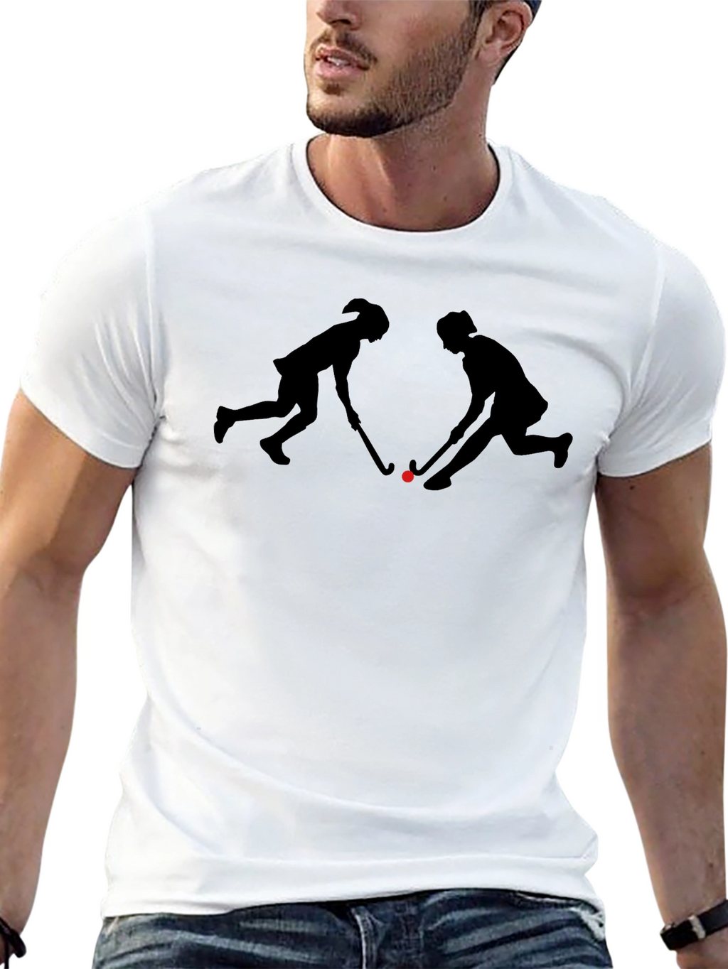Hockey Players Silhouette Graphic T-Shirt