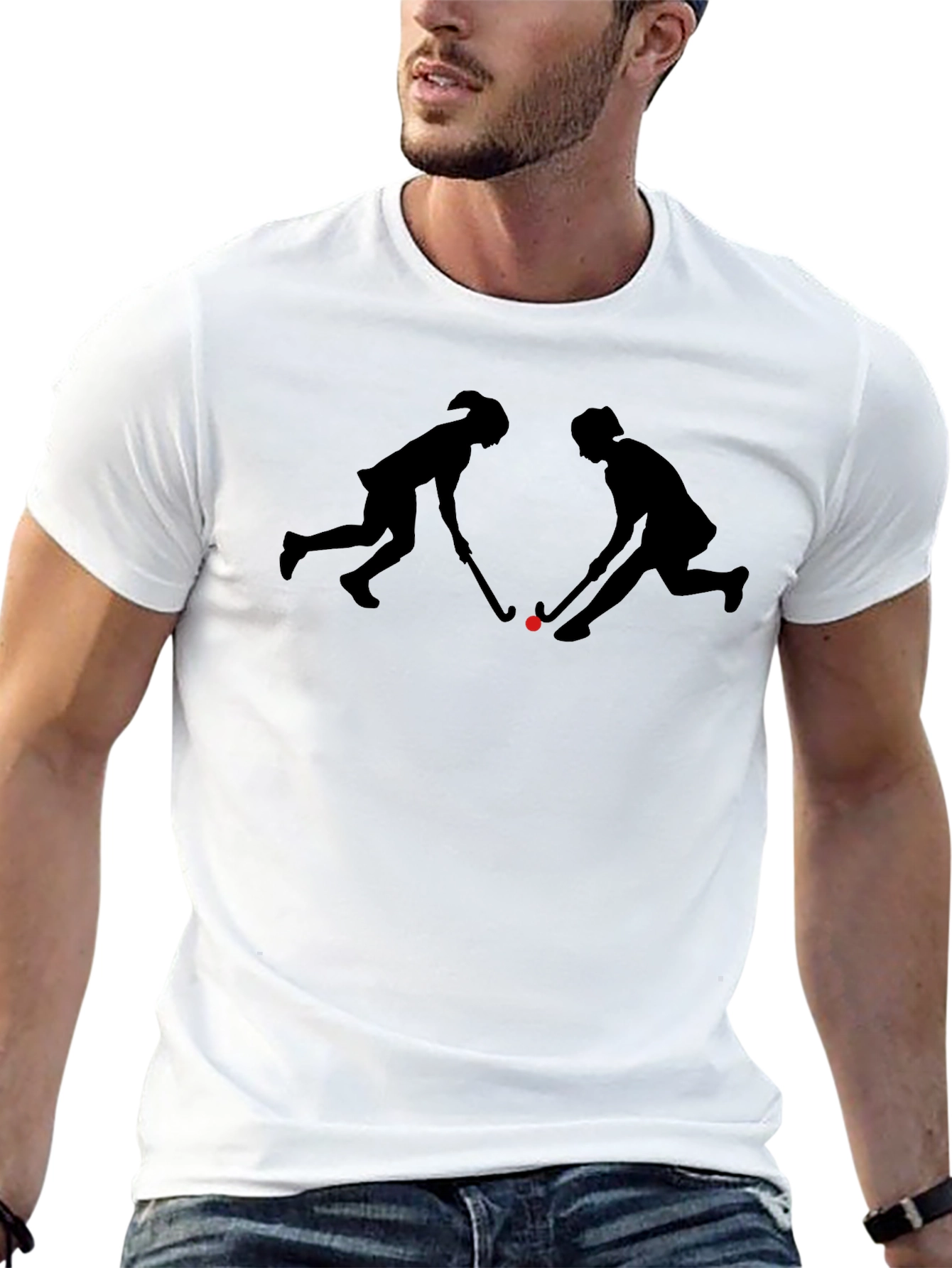 Hockey Players Silhouette Graphic T-Shirt
