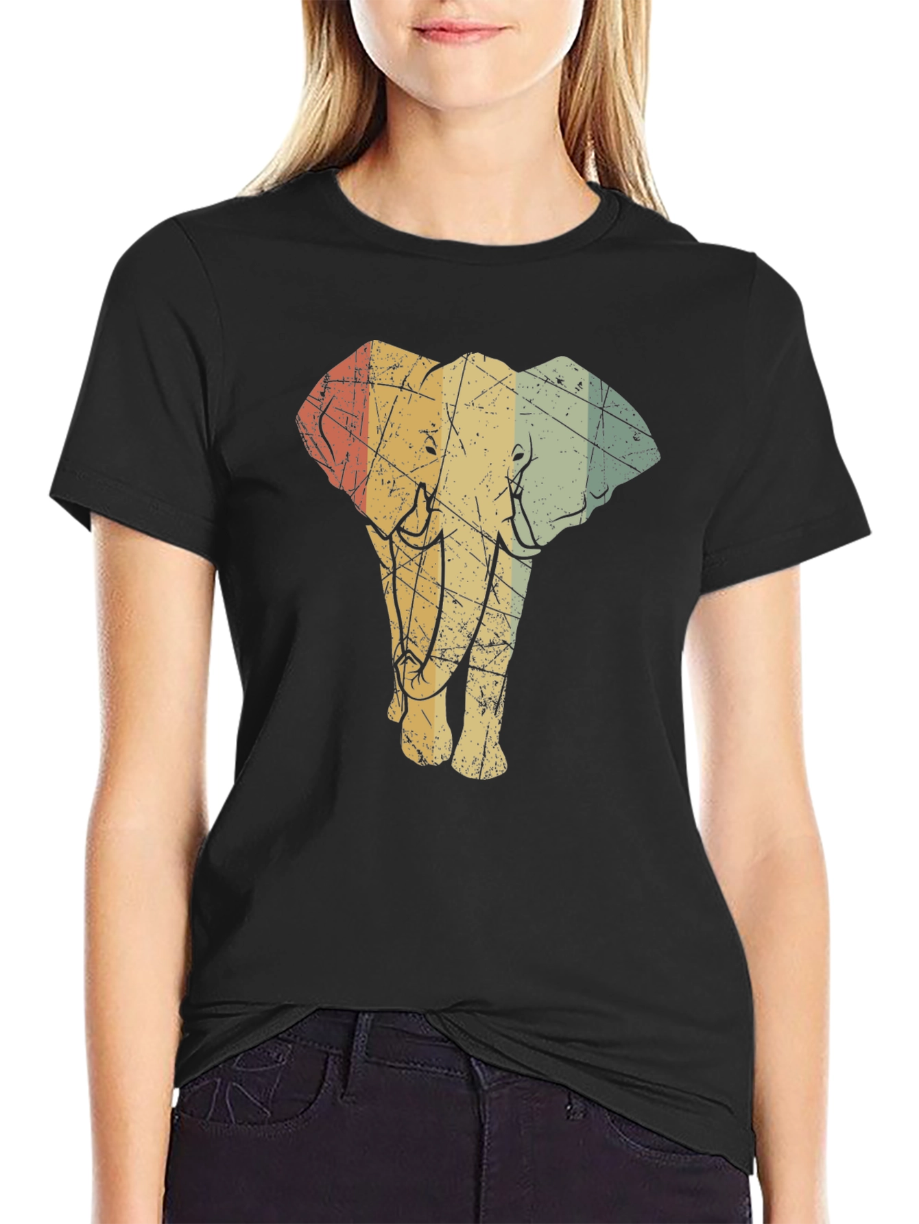 Vintage Elephant Graphic Tee - Unisex Black T-Shirt