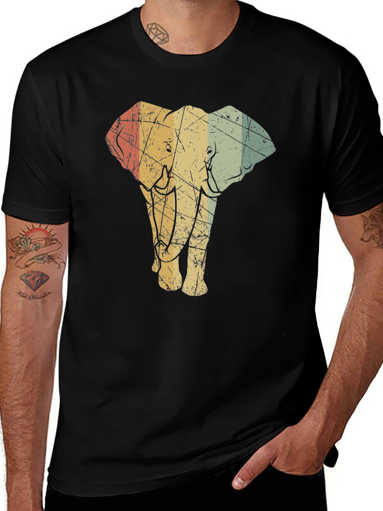 Vintage Elephant Graphic Tee - Unisex Black T-Shirt