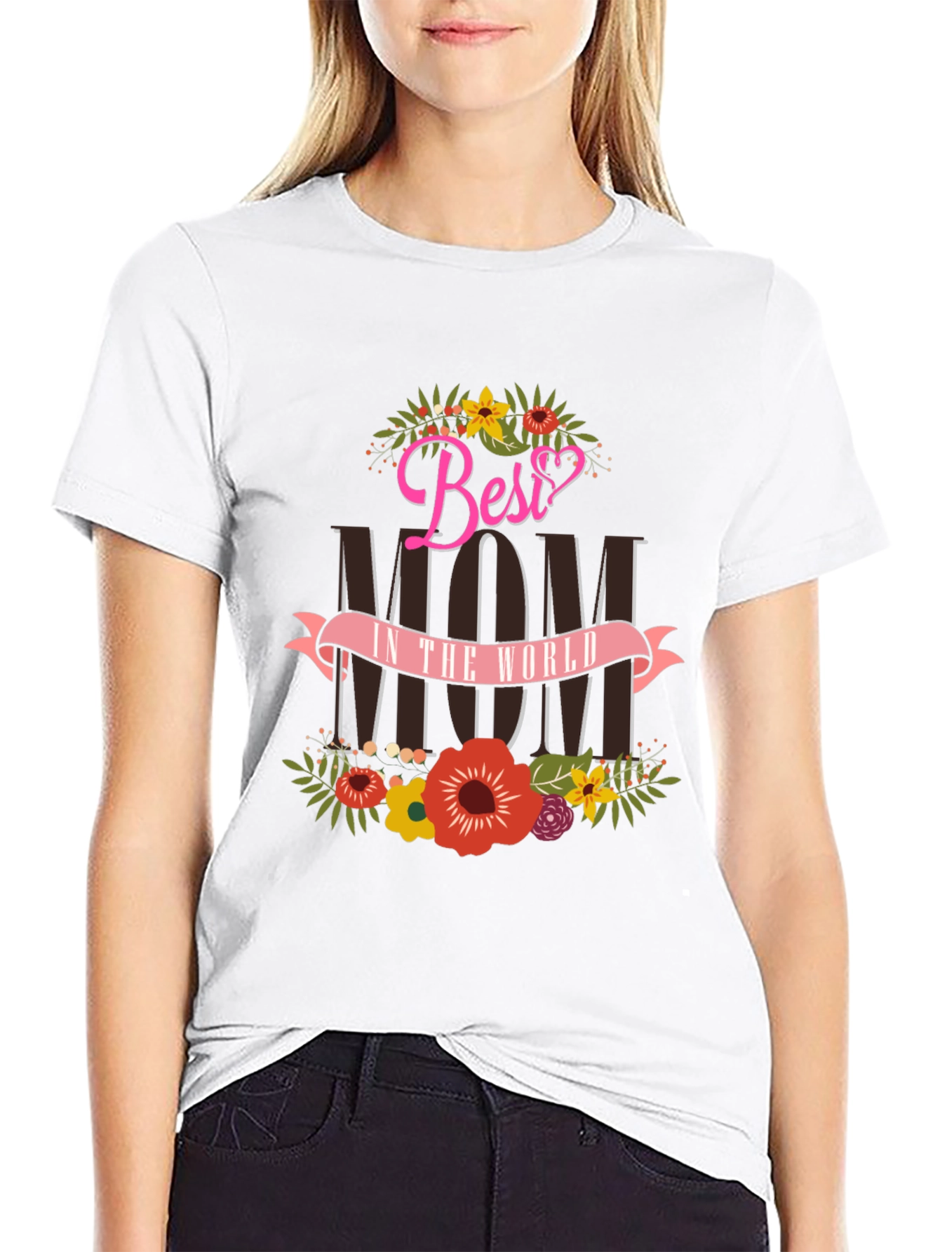 Best Mom T-Shirt Floral Design