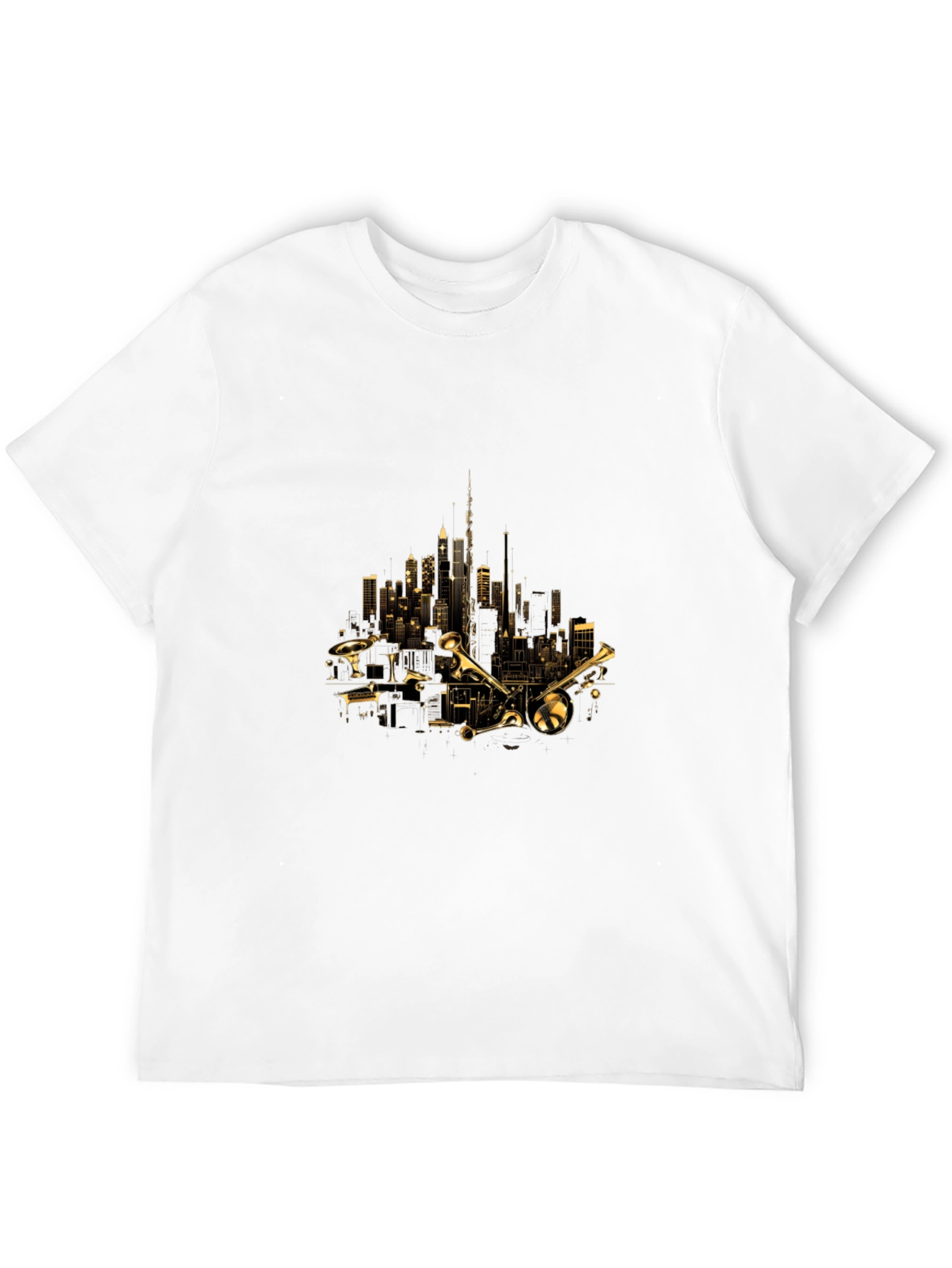 Cityscape Trumpet Graphic Tee - Black