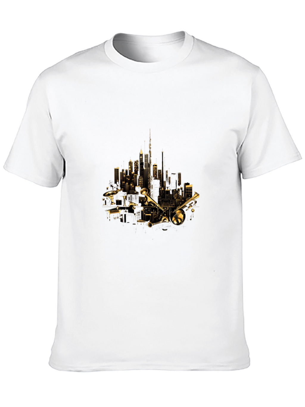 Cityscape Trumpet Graphic Tee - Black