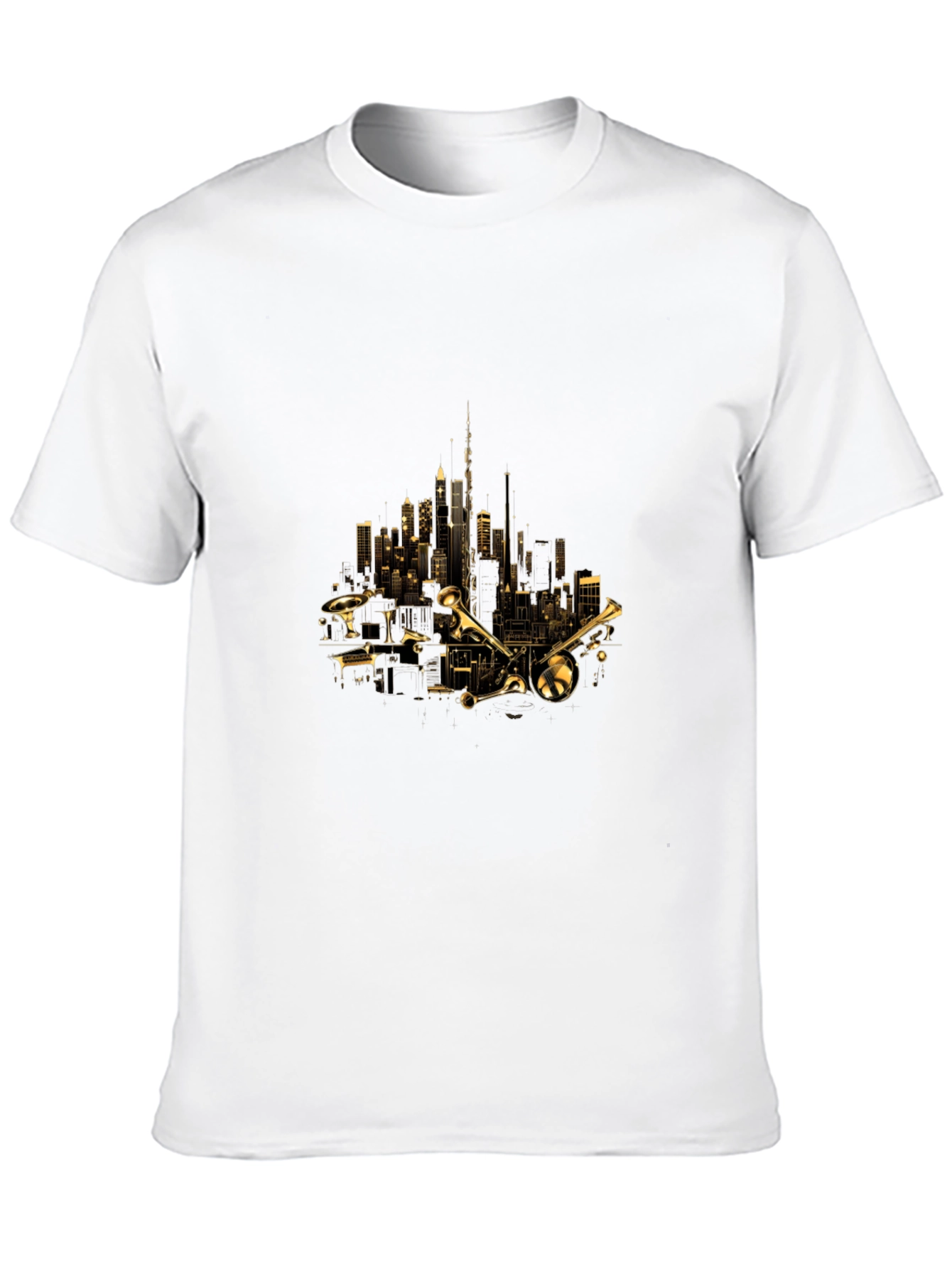 Cityscape Trumpet Graphic Tee - Black