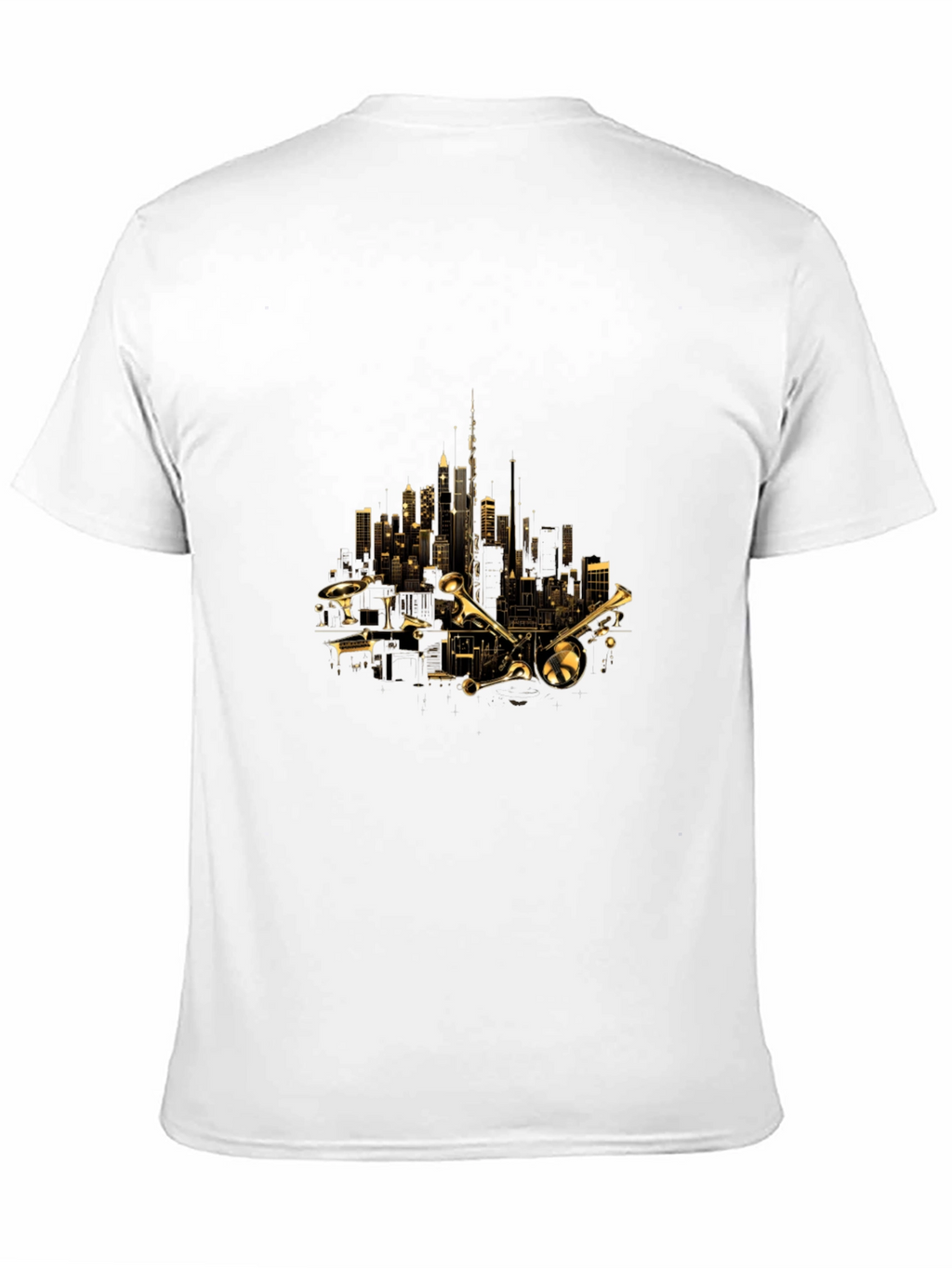 Cityscape Trumpet Graphic Tee - Black