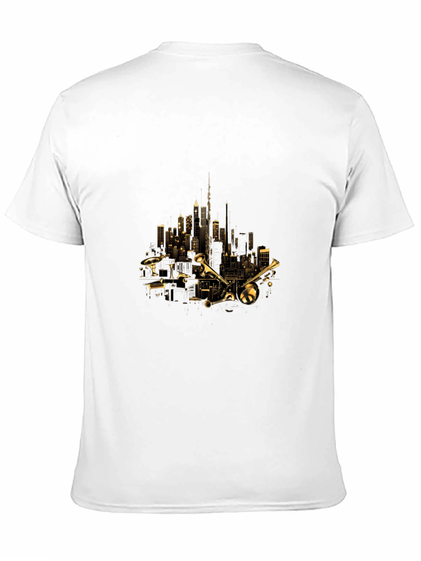 Cityscape Trumpet Graphic Tee - Black