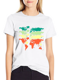 World Map Graphic Print Mens Black T-Shirt