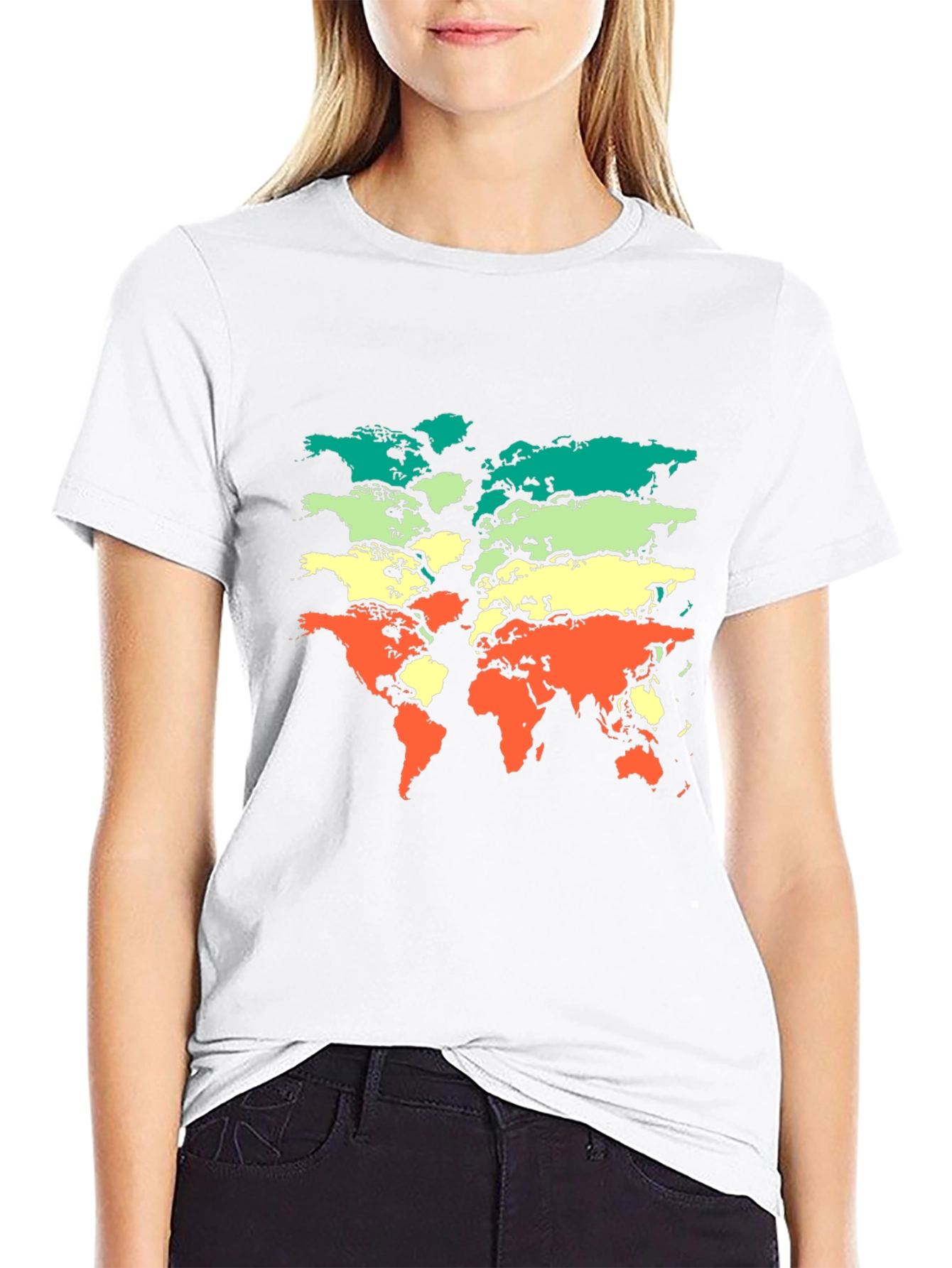 World Map Graphic Print Mens Black T-Shirt