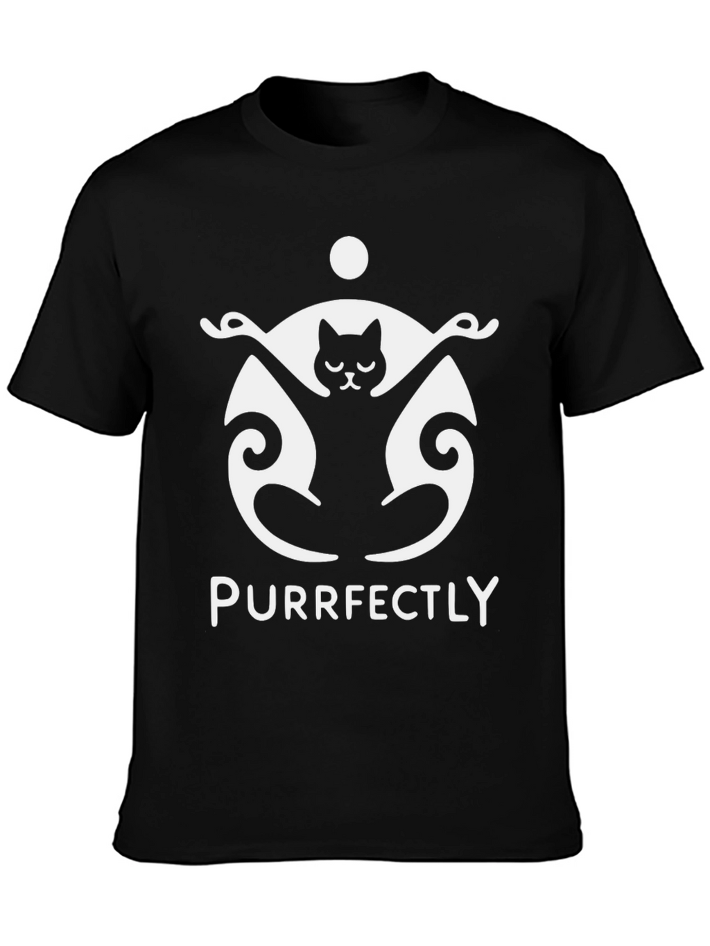 Purrfectly Funny Cat Yoga Black T-Shirt