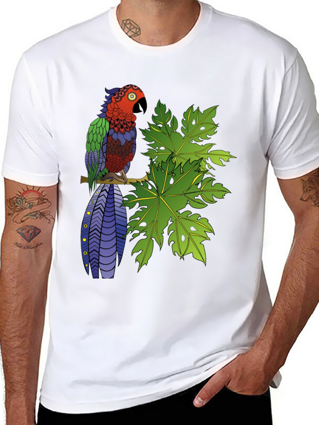 Tropical Parrot Graphic Tee - Nature Inspired