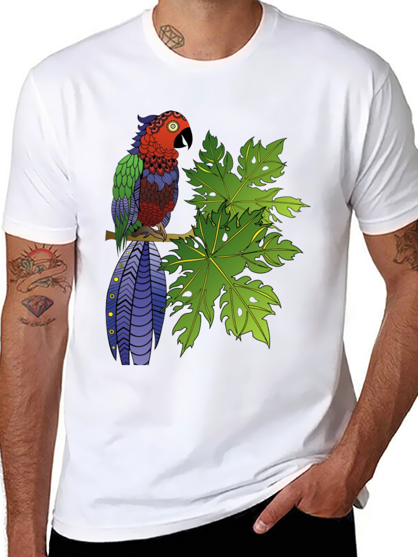 Tropical Parrot Graphic Tee - Nature Inspired