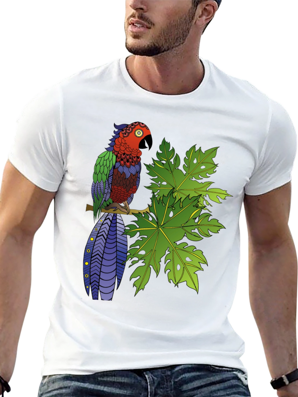 Tropical Parrot Graphic Tee - Nature Inspired