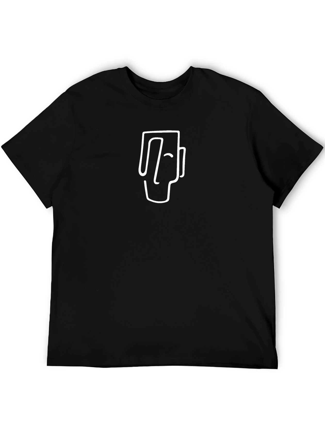 Abstract Face Graphic Black Cotton T-Shirt
