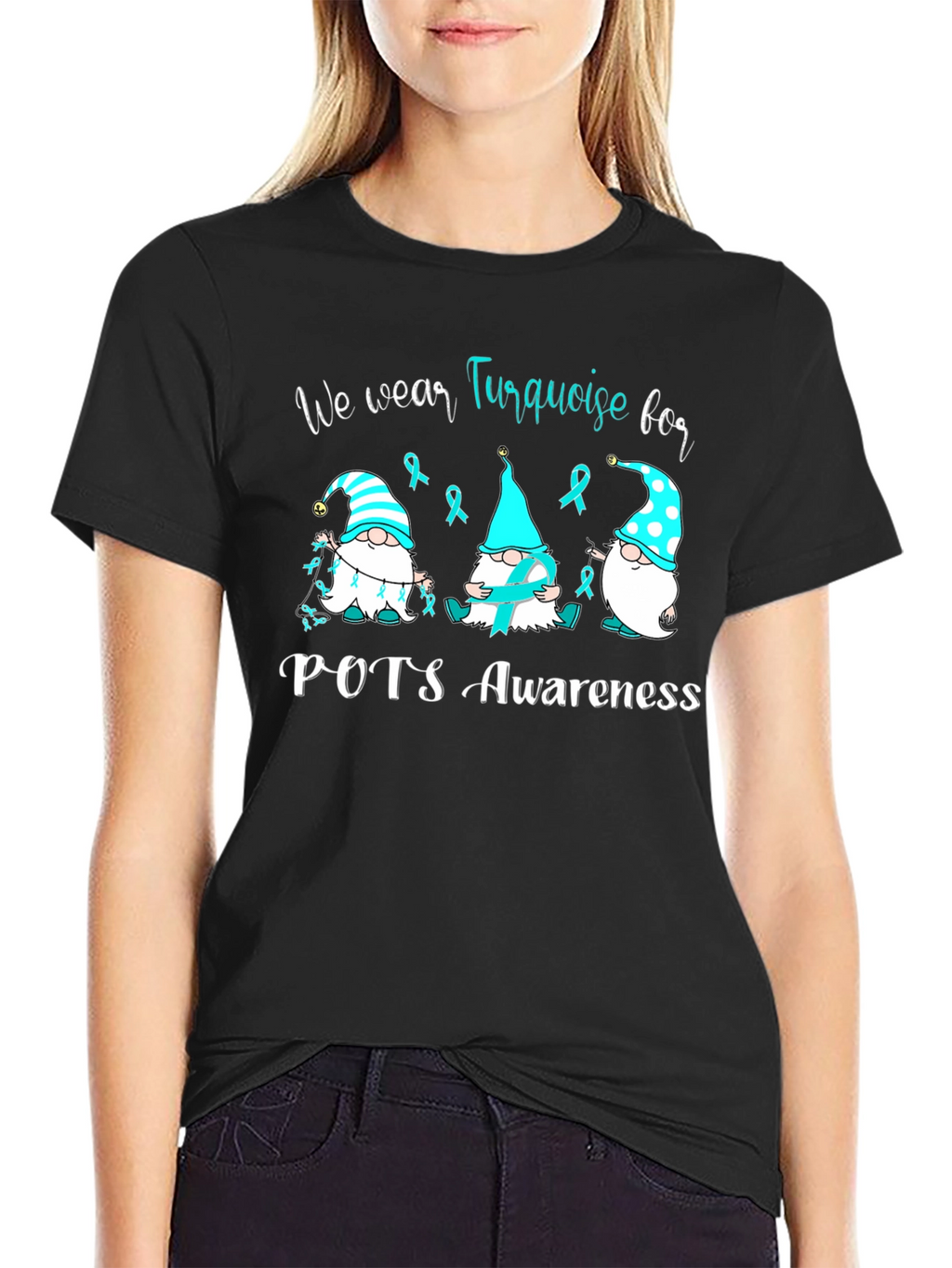 POTS Awareness Turquoise Ribbon Gnomes T-Shirt